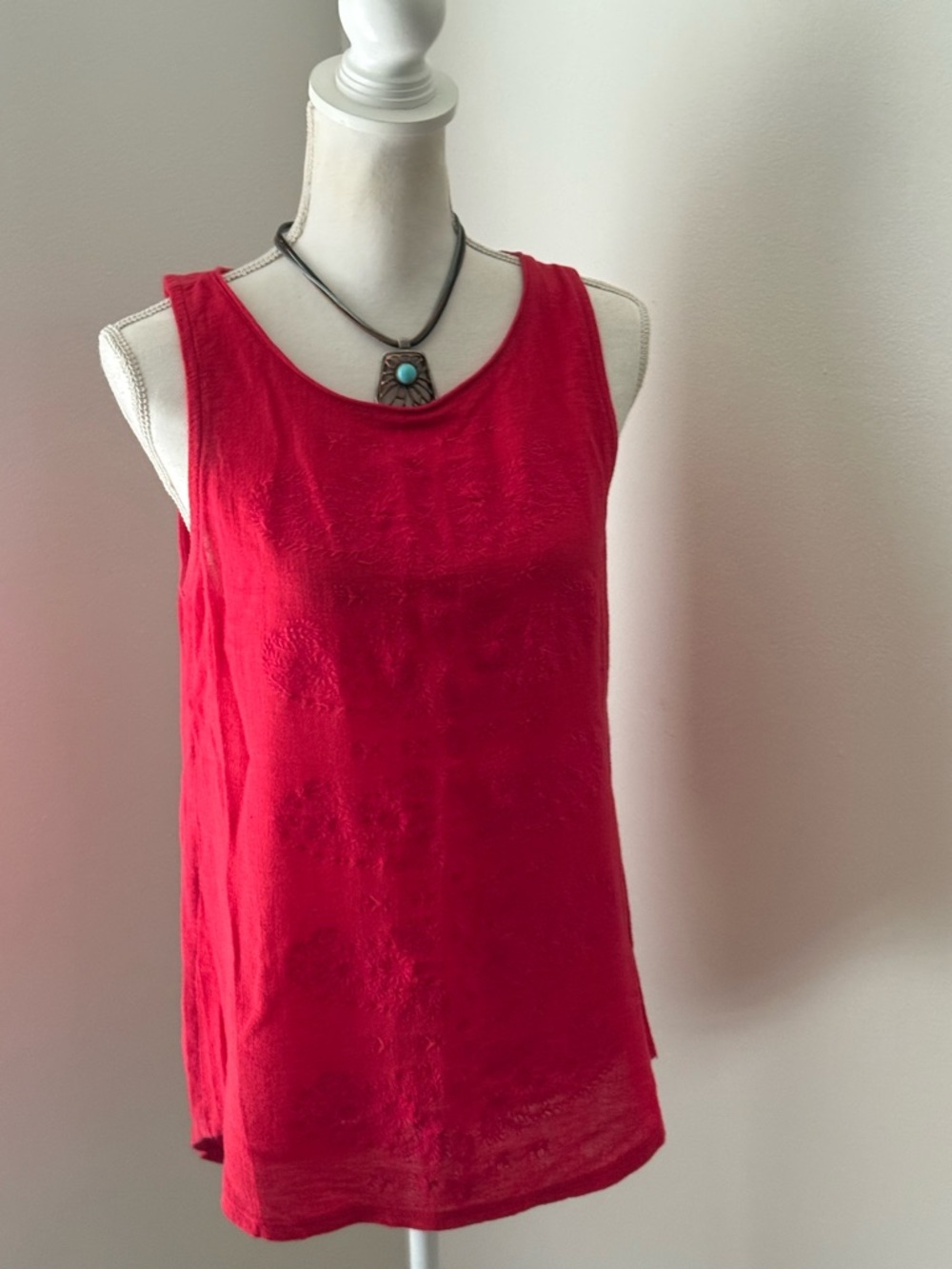 Lucky Brand Red Scoop Neck Sleeveless Tank